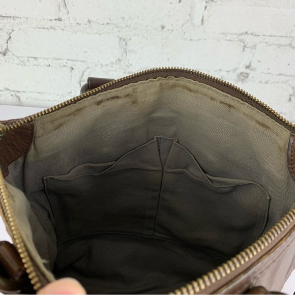 Frye Melissa Small Tote Crossbody Two Tone Brown Leather Purse Bag - Picture 10 of 15